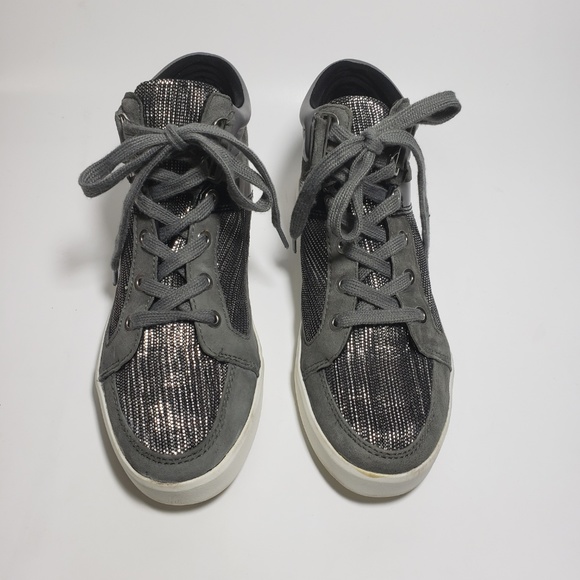 Calvin Klein Gray & Silver High Top Sneakers Sz 7 - Picture 3 of 6